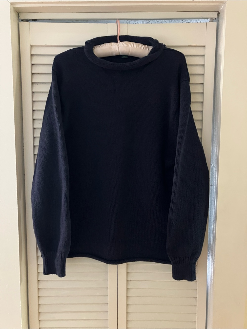 J Crew Always Rower Roll Neck Navy Blue Cotton Sweater Size Medium